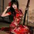 Cheongsams sexis con estampado de flores rojas para mujer, Vestidos largos de sa