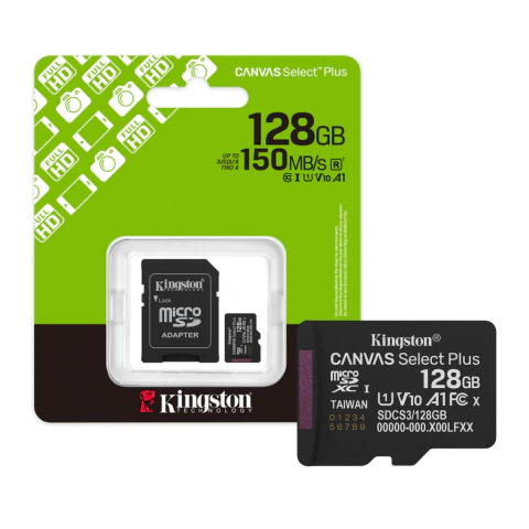 Memoria MicroSD Kingston Canvas Select Plus 128gb 150mb/s Clase 10, UHS-I V10 A1
