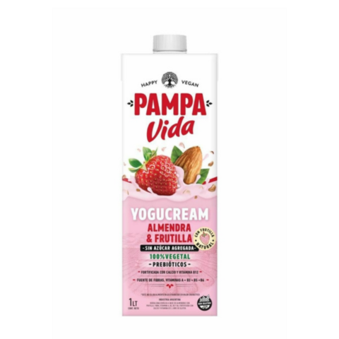 Yogur vegano de frutilla s/ azúcar Pampa Vida 1 L. - comprar online