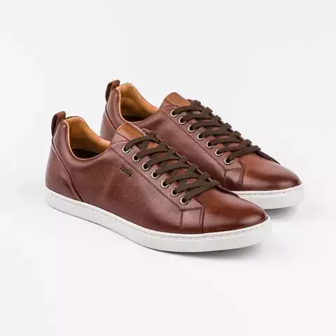 Zapatillas Urbanas Para Hombre Ringo Bay 01 Cuero Cosidas Nogal Picado - comprar online