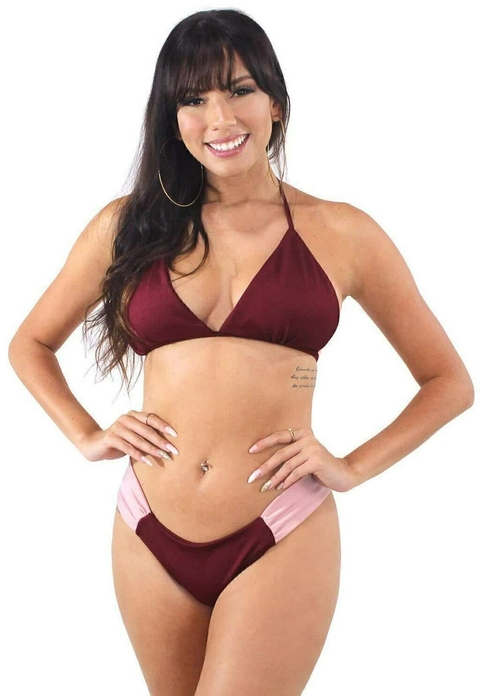 Biquini De Amarrar Rose Com Marsala Alcinha | REF: BK69