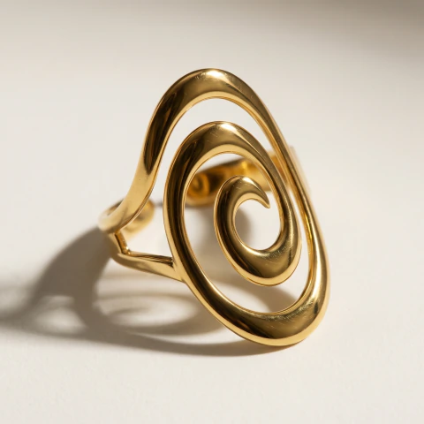 Anel Regulável Oval Fio Espiral