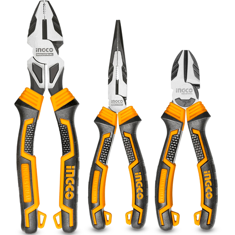 Jogo 3 Alicate Reforçado Braço Longo Alta Performance INGCO