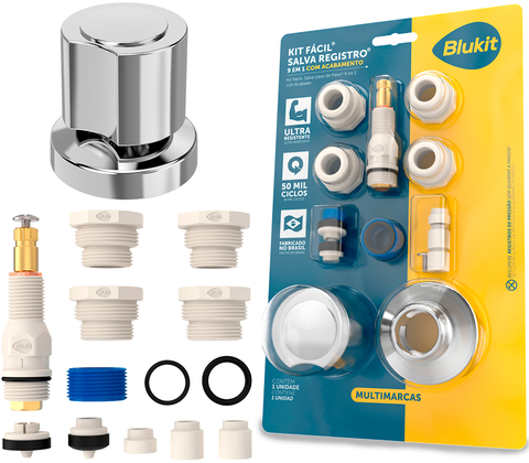 Kit Fácil Salva Registro 9 em 1 C/Acabamento Cromado Blukit