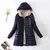 Cardigan com zíper sólido emendado roupas femininas parkas com capuz manga lon
