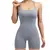 Verão sólido macacão magro curto bodycon náilon bodysuit yoga esportes trein - Detalhe Certo