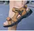 Sandálias masculinas de couro genuíno atualizadas, sapatos de trekking ao ar l - Detalhe Certo