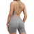 Verão sólido macacão magro curto bodycon náilon bodysuit yoga esportes trein - Detalhe Certo