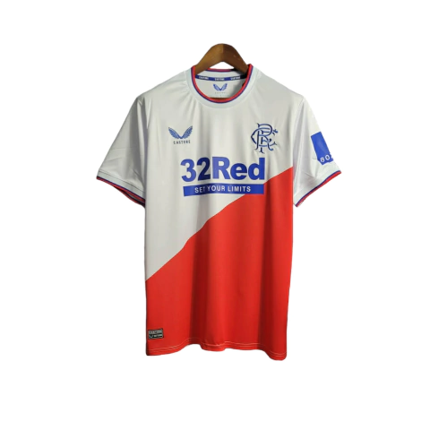 Camisa Rangers II 22/23 - Torcedor Castore Masculina - Branca com detalhes em azul e vermelho
