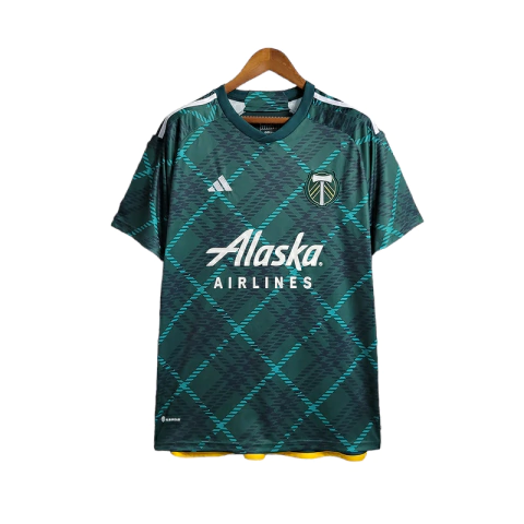 Camisa Portland Timbers FC I 23/24 - Torcedor Adidas Masculina - Verde com detalhes em dourado e branco