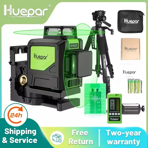 Huepar 8 Linhas Laser Nível 360 ° Ferramenta laser de linha horizontal e ver