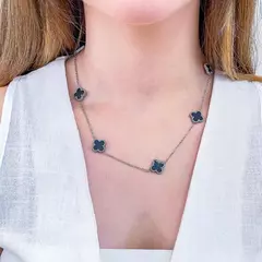 Colar de trevo Inspiração Van Cleef banho Ródio Branco ,hipoalergênico ,Garantia de Banho Permanente na internet