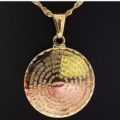 Colar Feminino Medalha Oração Pai Nosso - comprar online
