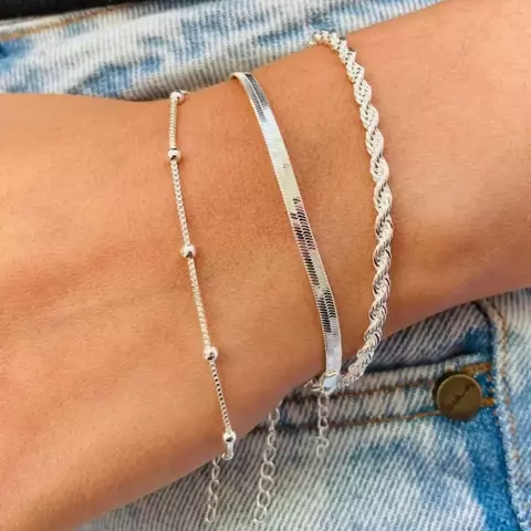 Kit 3 Pulseiras Prata 925 Folheada Cordão - comprar online