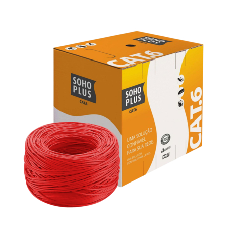 Cabo Rede Cat6 Furukawa Soho Plus U/UTP Vermelho 305m Cmx
