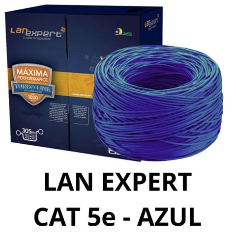 Cabo Lan Expert Turbo Link - Cat5E Utp Azul 4 Pares 100% Cobre - C5Etb-Bk - Interno E Externo - Proteção Uv - 305 Mt