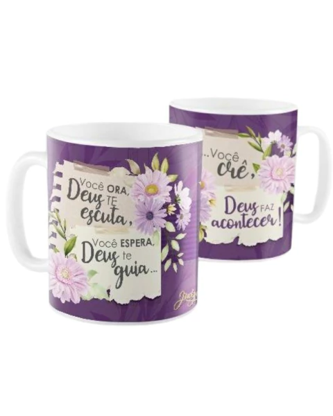 CANECA CERÂMICA 300 ML - VOCÊ ORA, DEUS TE ESCUTA - CA236 - comprar online