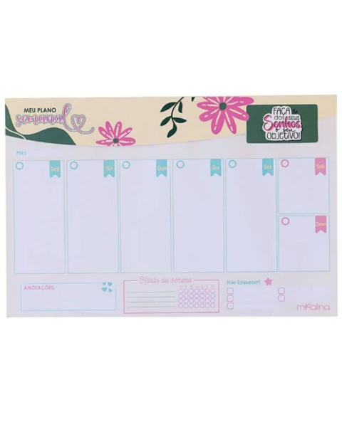 PLANNER DE MESA SEMANAL - FAÇA DOS SONHOS O SEU OBJETIVO! - comprar online