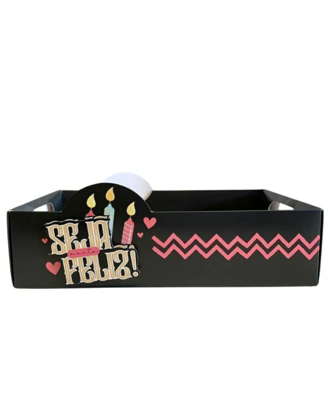 CAIXA CESTA G - SEJA FELIZ - KIT COM 3 UNIDADES - comprar online