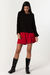 Blusa Preta Manga 7/8 com Detalhes em Pesponto Vermelho