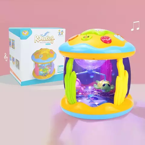 Projetor Musical Rotativo Ocean – Brinquedo Sensorial Montessori para Bebês 1-3 Anos