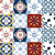Papel De Parede Azulejos Azul Vermelho Adesivo Antimofo