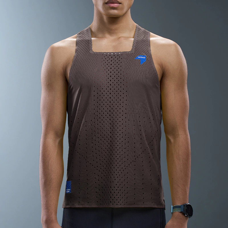 Musculosa Racing QiFlow Mountain Range Brown - Hombre