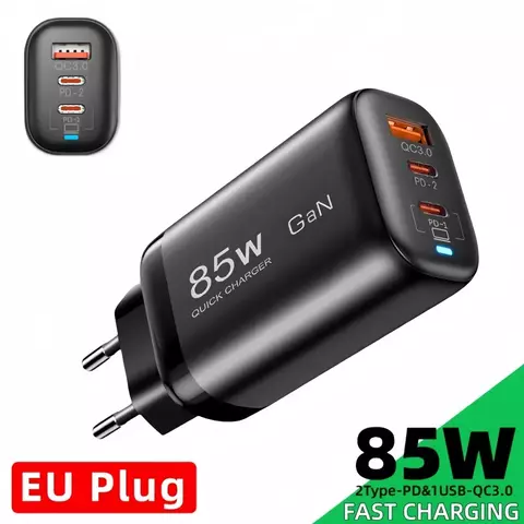 Real 85w gan usb tipo c carregador qc3.0 carregador rápido pps pd 20-65w portá
