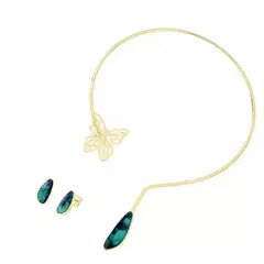 Conjunto Folheado A Ouro - Esmeralda