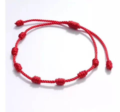 Pulseira Vermelha Cabala Kabbalah 7 Nós Proteção Do Mal