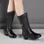 Mulheres meados de bezerro botas de salto cunha sapatos de mãe de couro macio i - comprar online