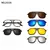 Óculos de sol quadrados com clipe magnético, 5 lentes, masculino, polarizado, na internet