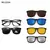 Óculos de sol quadrados com clipe magnético, 5 lentes, masculino, polarizado,