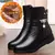 Botas femininas de couro 2024 inverno grosso lã forrado botas de neve de couro