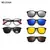 Óculos de sol quadrados com clipe magnético, 5 lentes, masculino, polarizado,