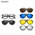 Óculos de sol quadrados com clipe magnético, 5 lentes, masculino, polarizado, - loja online