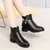 Botas de couro de strass para mulheres, sapatos de salto baixo cabeça redonda, - BC SHOP ONLINE