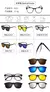Óculos de sol quadrados com clipe magnético, 5 lentes, masculino, polarizado,
