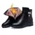 Botas femininas de couro 2024 inverno grosso lã forrado botas de neve de couro - loja online