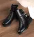 Imagem do Sólido preto novas mulheres marca de luxo designer botas de neve metal clássic