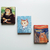 Quadrinhos decorativos obras famosas com rosto de gatinho. Van Gogh, o grito e Mona lisa.
