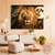 Quadro decorativo Grande Leão de juda dourado com lua cheia, folhas tropicais, costela de adão. na internet