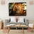 Imagem do Quadro decorativo Grande Leão de juda dourado com lua cheia, folhas tropicais, costela de adão.