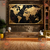 Quadro decorativo, Mapa Mundi Dourado com Arabescos - em Tela Acetinada, Pronto para Pendurar - comprar online