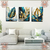 Imagem do Kit trio quadros decorativos para sala, quarto, hall, salao de beleza, copa. Arte moderana luxo flores e folhas douradas