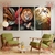 Quadro Decorativo Triplo Leão Tropical e Lua Cheia – Para Sala, Quarto, Escritório - mangueart