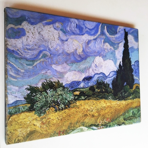 Van Gogh - campo de trigo com ciprestes - Arte em Tela Acetinada