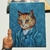 Quadro decorativo tela, Van Gogh Auto retrato com terno azul. obras famosas com gatinhos.