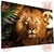 Quadro decorativo Grande Leão de juda dourado com lua cheia, folhas tropicais, costela de adão. - comprar online