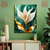 Quadro decorativo. Flor lírio dourada, sobre o marmore. tela acetinada.